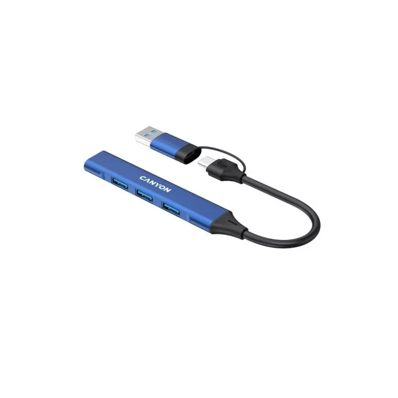 CANYON DS-02 Hub 4-em-1 USB-A/C azul
