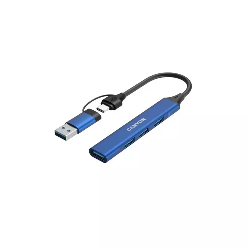 CANYON DS-02 Hub 4-em-1 USB-A/C azul