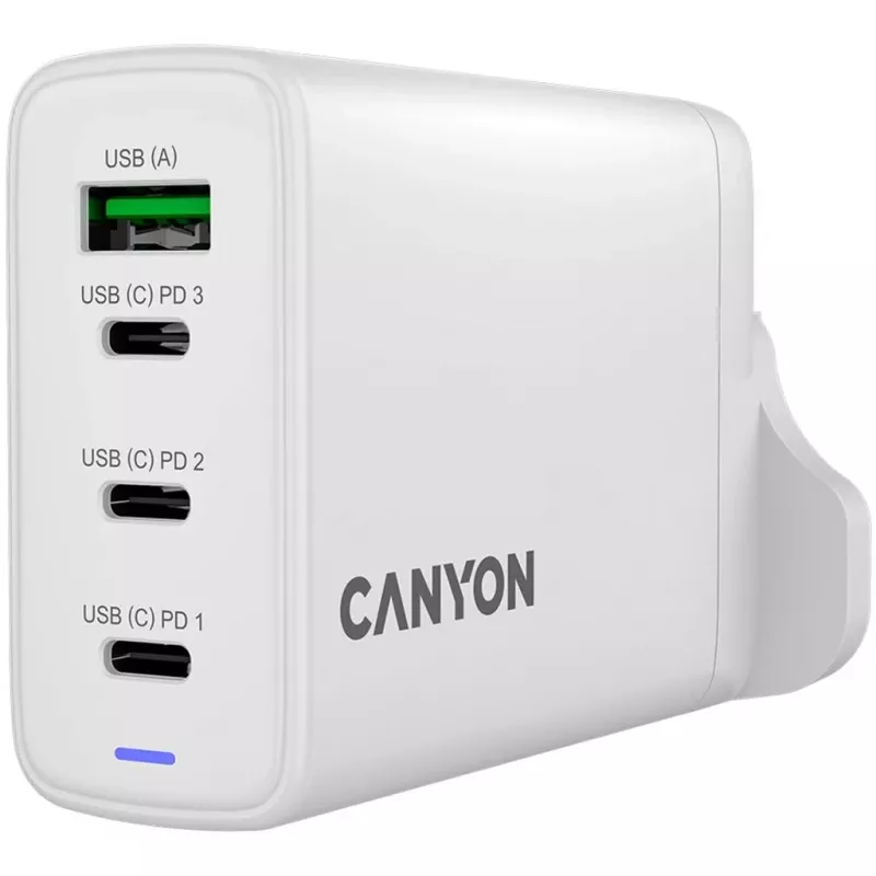 CANYON OnCharge 140 Carregador GaN 150W máx. 3 USB-C + 1 USB-A branco ficha UK