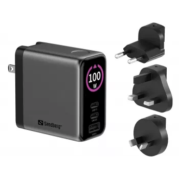 Carregador de viagem SANDBERG PD100W com ecrã