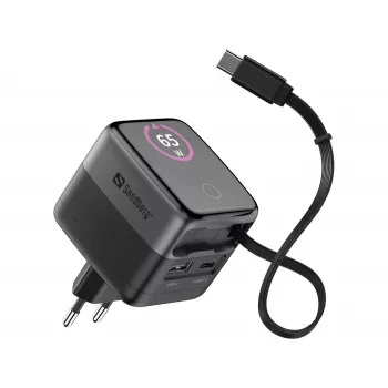 Carregador SANDBERG PD65W com ecrã + cabo
