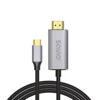 Cabo SAVIO USB-C para HDMI 2.0b 1m prateado CL-170