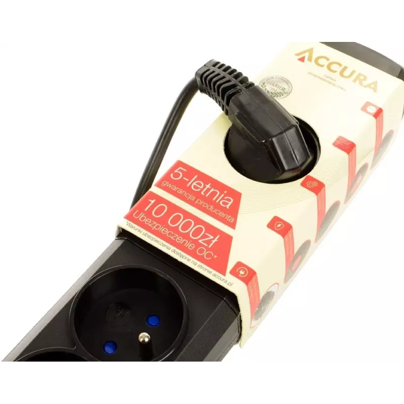 Accura Premium Crux Régua de tomadas com proteção contra sobretensão 6 tomadas 3,0 m preto