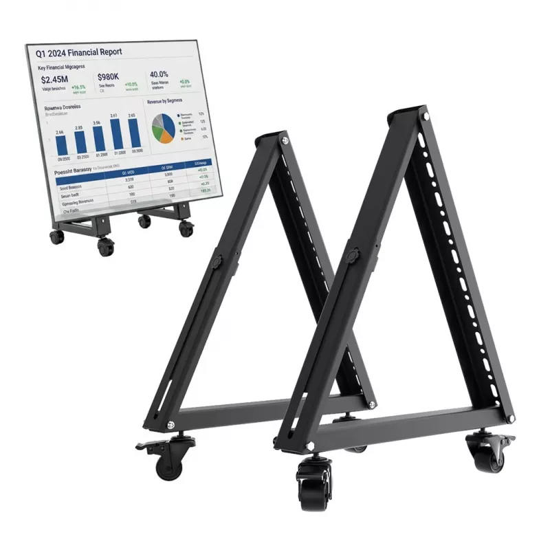 Maclean MC-183 Suporte de Chão Móvel/Trolley para TV, 37-80 polegadas, VESA 800x400, 75 kg, Rodas com Travão, Preto
