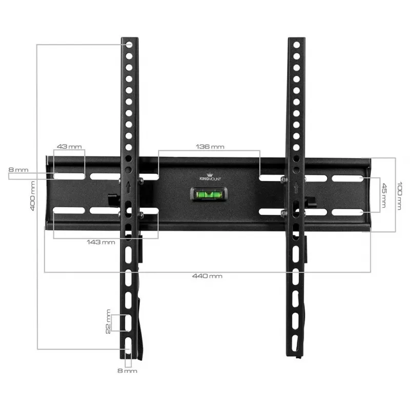 Suporte de parede para TV inclinável KINGMOUNT KG-1004 para ecrãs de 23-65 polegadas, VESA 100x100 a 400x400, até 45 kg