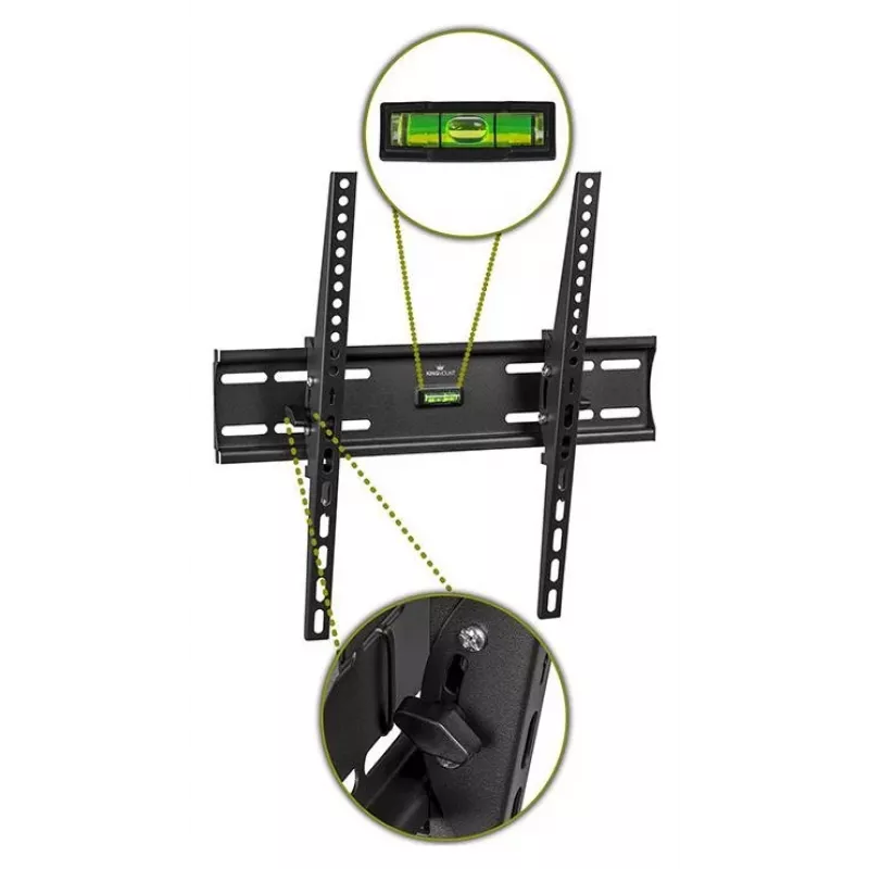 Suporte de parede para TV inclinável KINGMOUNT KG-1004 para ecrãs de 23-65 polegadas, VESA 100x100 a 400x400, até 45 kg