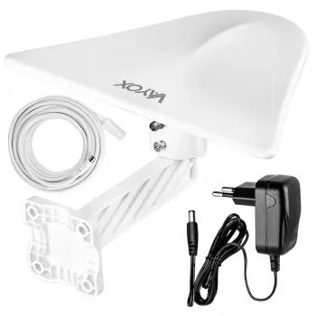 Antena exterior VAYOX DigiActiv DVB-T/T2 4G LTE VHF UHF VA0022 branca