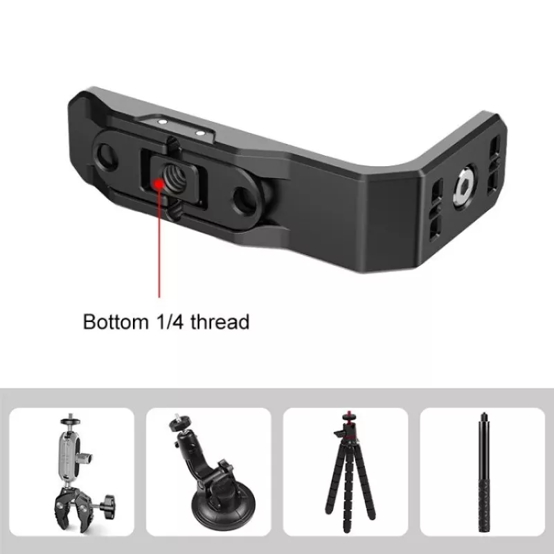 PULUZ Suporte adaptador horizontal vertical com parafuso de 1/4 polegadas e sistema GoPro para Insta360 X4 / Insta360 X5 / PU982B