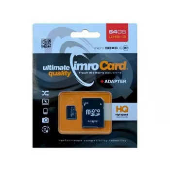 Imro microSDXC 64GB Cartão de memória + adaptador SD UHS-I U3 V30