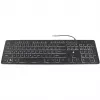 Teclado de membrana com fio retroiluminado Accura Artesia ACC-K1408, tamanho completo QWERTY, LED multicolor, preto