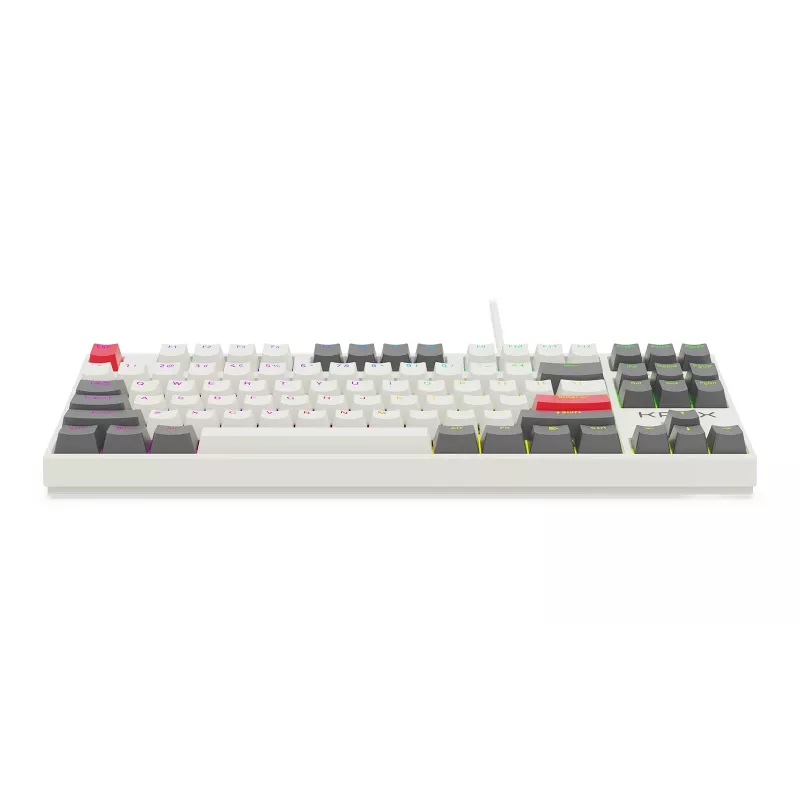 Teclado mecânico KRUX ATAX PRO RGB Creator Retro Gateron Yellow Pro (TKL, 87 teclas, hot-swappable, USB-C, keycaps PBT Double-Shot, RGB por tecla)