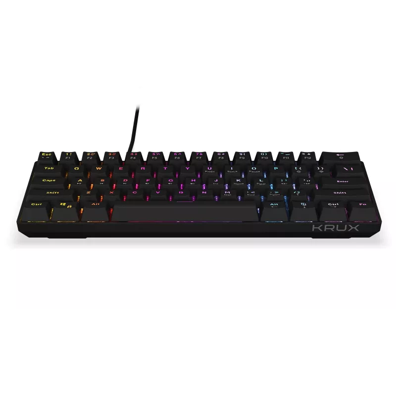 Teclado gaming mecânico KRUX Qara 60%, Outemu Red, preto, KRX0137