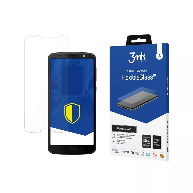 3MK FlexibleGlass Película de proteção de ecrã de vidro híbrido para Motorola Moto G6