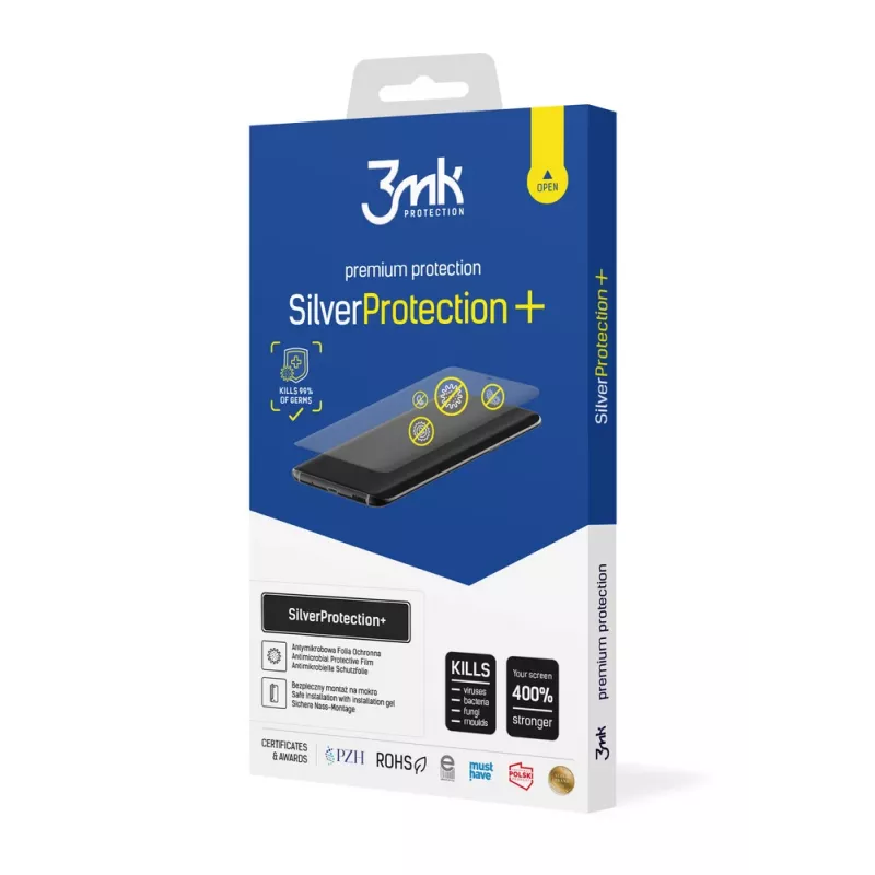 Película de proteção de ecrã 3MK SilverProtection+ para Vivo Y52 5G – película de polímero flexível com revestimento antimicrobiano de iões de prata, autorregeneradora, alta transparência, compatível com capa