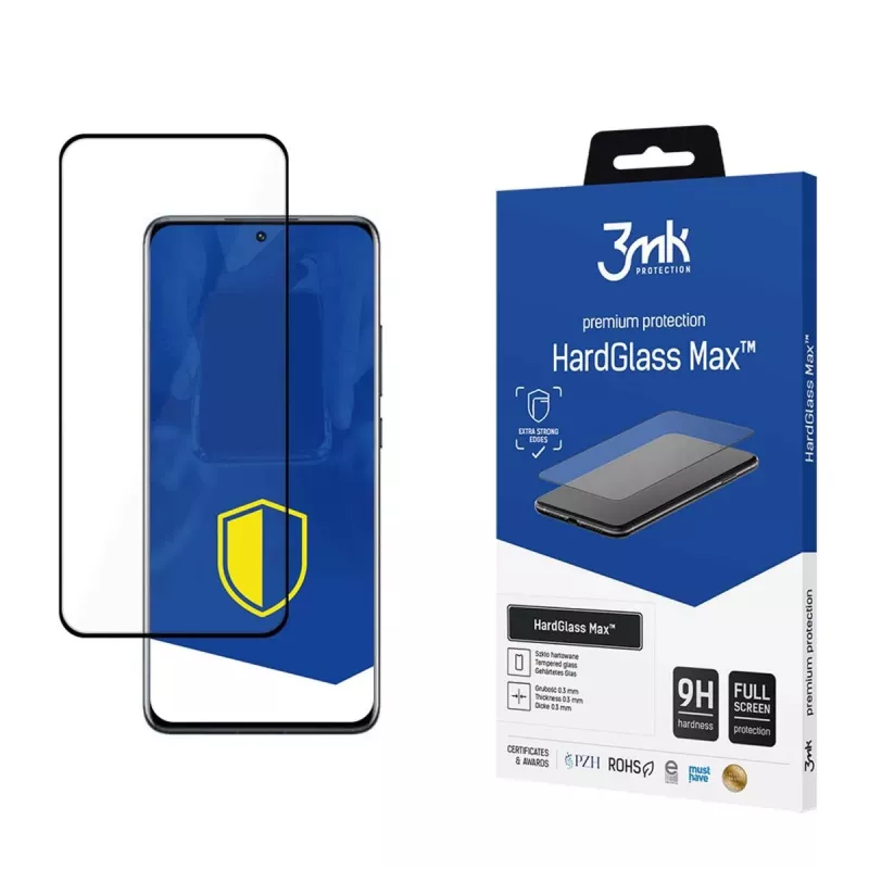 Película de proteção de ecrã 3MK HardGlass Max para Xiaomi 12 5G - Preto