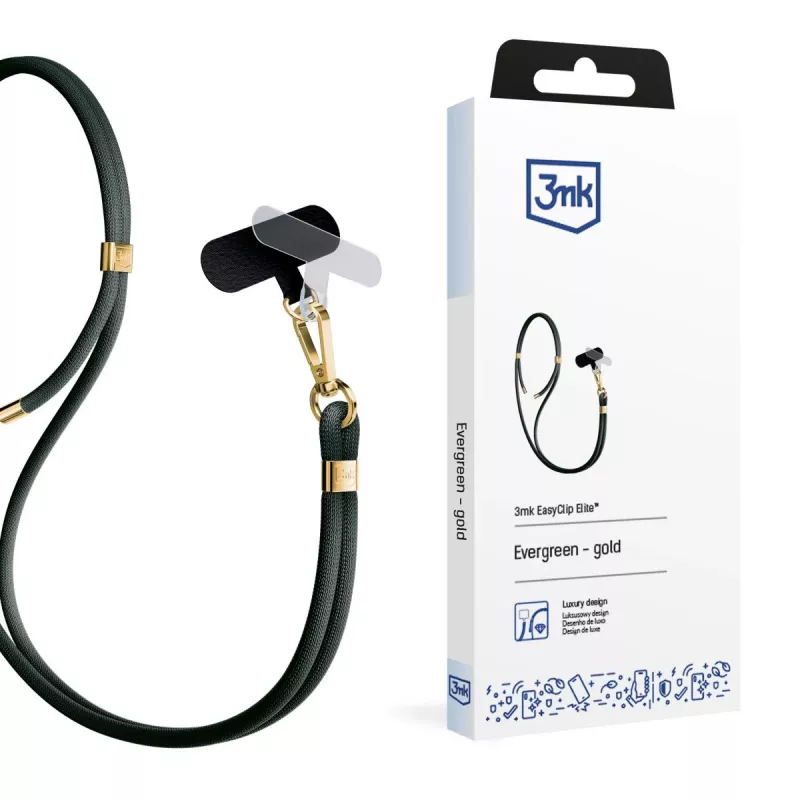 Cordão para telemóvel 3mk EasyClip Elite, Evergreen Gold