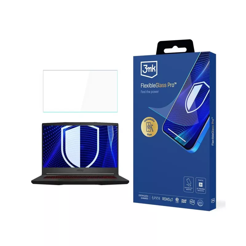 3MK PROTECTION Película de proteção de ecrã de vidro híbrido (FlexibleGlass Pro) para MSI Bravo 15 15,6