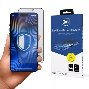 Película de proteção de ecrã 3MK HardGlass Matt Max Privacy para Apple iPhone 15/16
