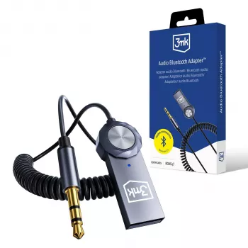 3mk adaptador áudio Bluetooth - recetor Bluetooth 5.0 com AUX 3,5 mm, USB-C, bateria de 10 h, preto