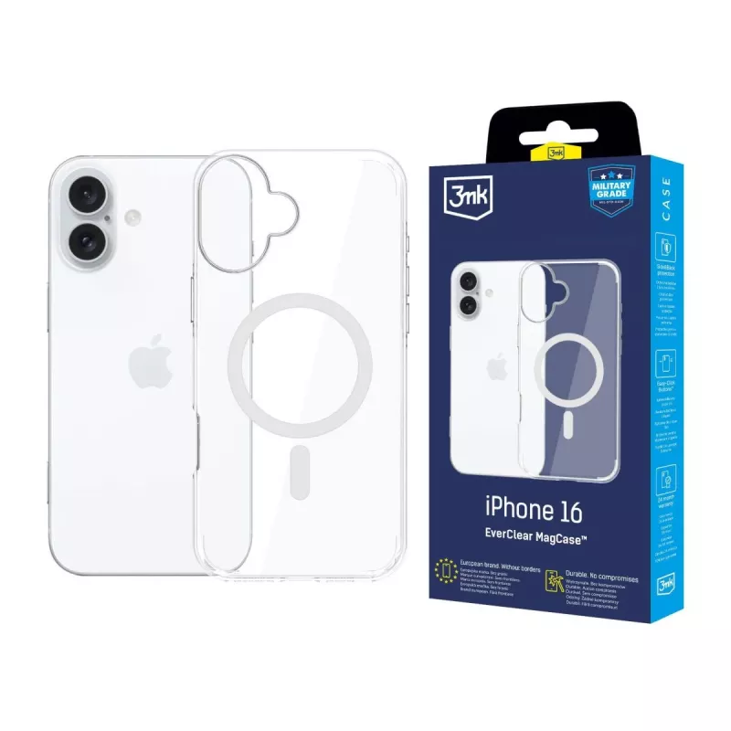 3MK EverClear MagCase Capa traseira para Apple iPhone 16 - Cristalino