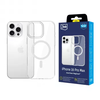 3MK EverClear MagCase Capa traseira para Apple iPhone 16 Pro Max - Transparente