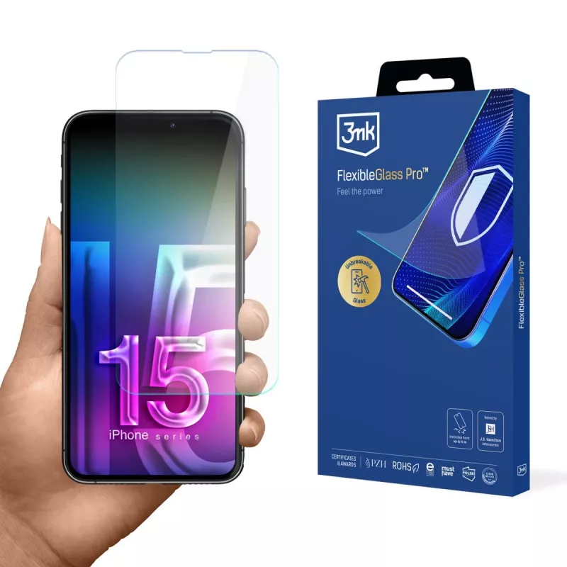 Protetor de ecrã 3MK FlexibleGlass Pro para Apple iPhone 15 Pro
