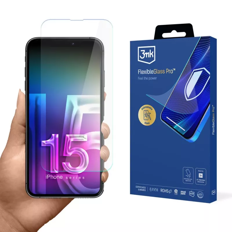 Película protetora de ecrã 3MK FlexibleGlass Pro para Apple iPhone 15 Pro Max