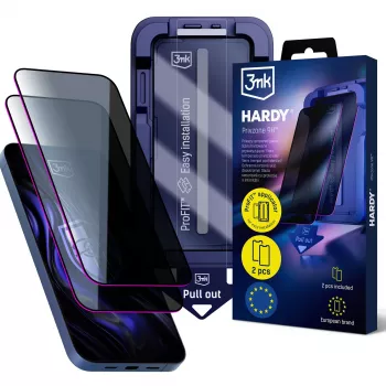 3MK PROTECTION Hardy Privzone 9H protetor de ecrã de privacidade para Apple iPhone 13/13 Pro/14/16e/17e