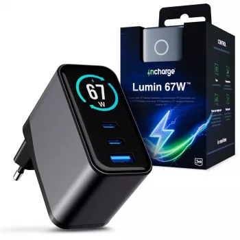 3mk InCharge Lumin 67W QC4+ ecrã preto/cinzento