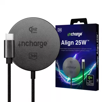 3mk incharge Align Qi2 25W para Android preto