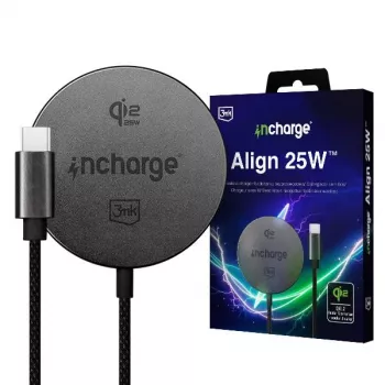 3mk incharge Align Qi2.2 25W para Apple preto