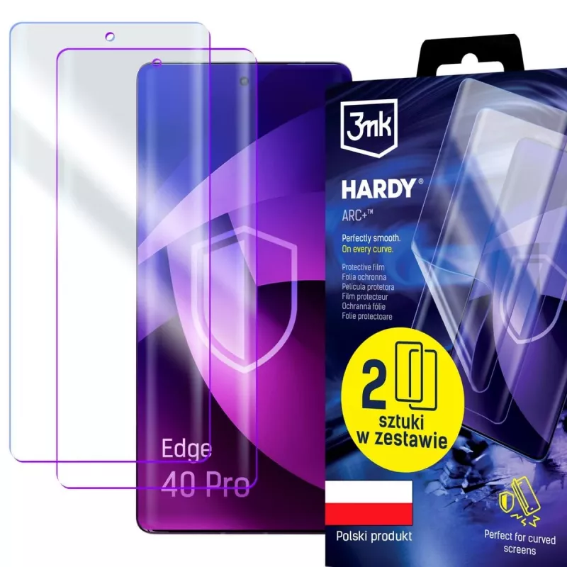Película protetora de ecrã 3MK PROTECTION Motorola Edge 40 Pro 5G Hardy ARC+ (pack de 2) - película flexível transparente