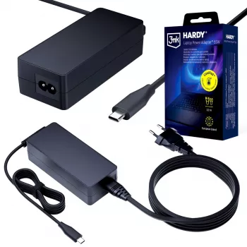 Fonte de alimentação para portátil 3MK HARDY 65W USB-C 3,2m preta