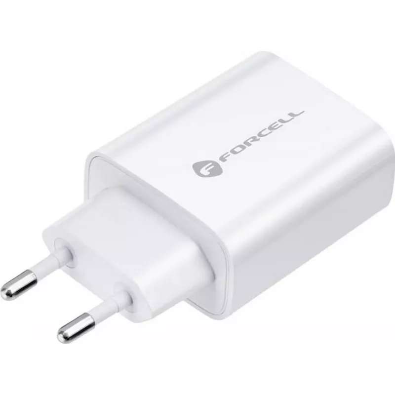 FORCELL F-ENERGY TFK-TC-20WPD carregador USB-C com cabo USB-C para Lightning, 20W PD QC4.0, 3A, branco