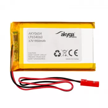 Bateria Li-Po Akyga AKY0654 LP654060 3,7 V 1950 mAh, PCM, JST 2,54 2 pinos, 150 mm