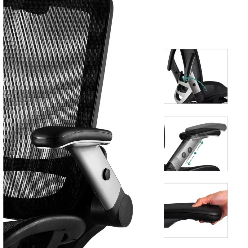 Cadeira de escritório ergonómica premium MOZOS ERGO-C com encosto em malha, preta