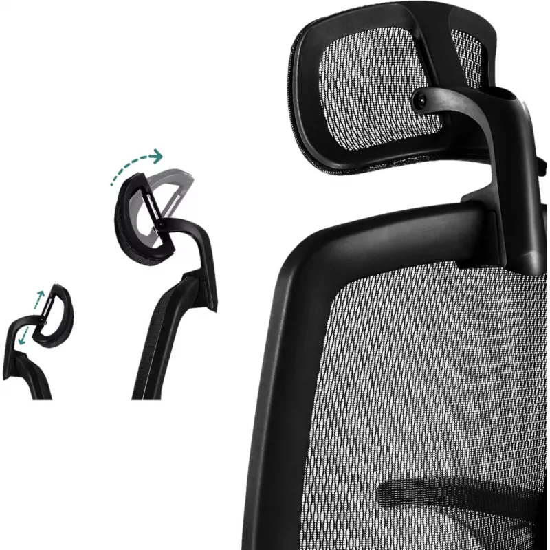 Cadeira de escritório ergonómica premium MOZOS ERGO-C com encosto em malha, preta