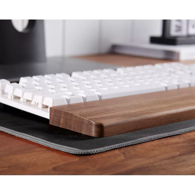 Apoio de pulso em madeira MOZOS KTW2 para teclados full-size, nogueira natural, 44 x 8 x 1,6 cm
