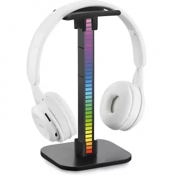 MOZOS D11 suporte para auscultadores RGB LED com hub USB e ligação áudio