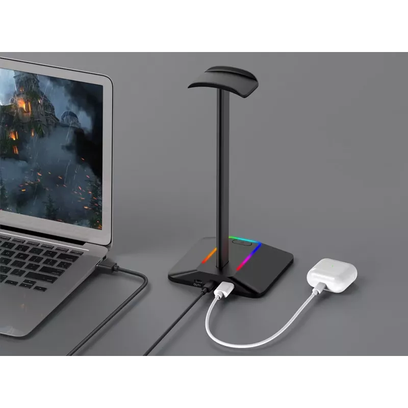 MOZOS D12 suporte para auscultadores RGB LED para auscultadores over-ear