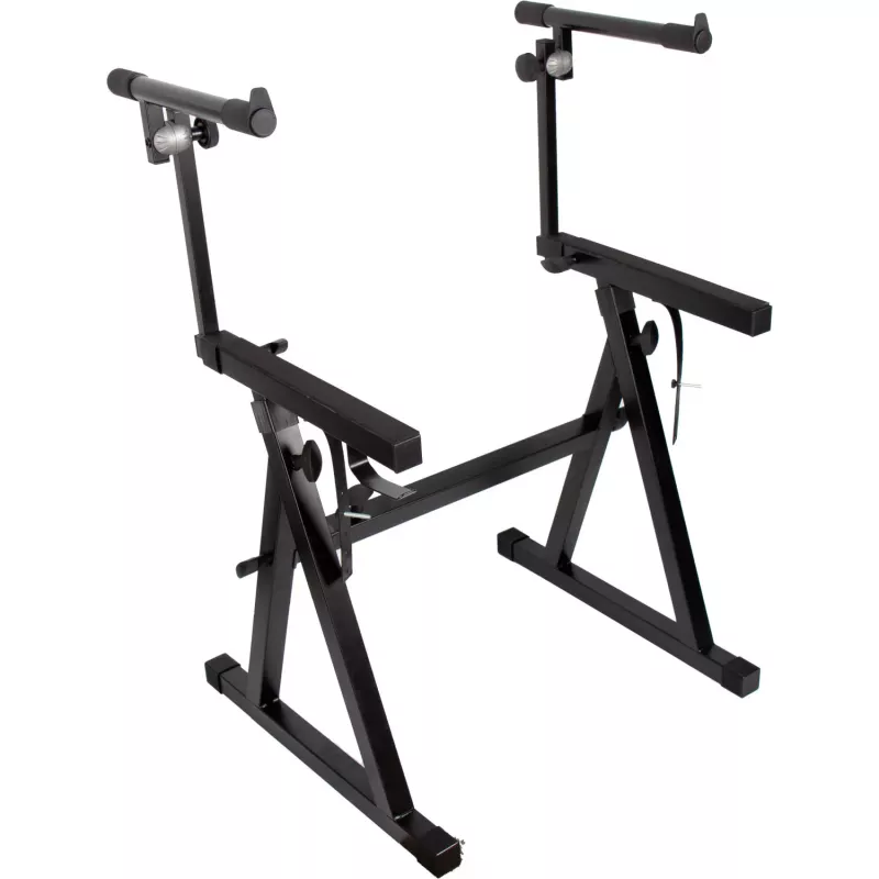 MOZOS KSX4 suporte em X para piano, piano digital e teclado, aço, preto, altura ajustável 650-980 mm, largura 300-800 mm, capacidade de carga 20 kg, dobrável