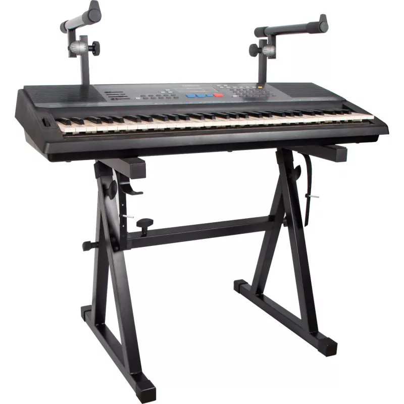 MOZOS KSX4 suporte em X para piano, piano digital e teclado, aço, preto, altura ajustável 650-980 mm, largura 300-800 mm, capacidade de carga 20 kg, dobrável