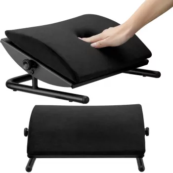 MOZOS FS3 apoio de pés ergonómico para escritório, preto, altura ajustável 110-170 mm, inclinação até 30°, superfície antiderrapante