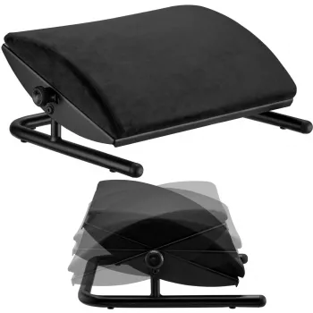 MOZOS FS3 apoio de pés ergonómico para escritório, preto, altura ajustável 110-170 mm, inclinação até 30°, superfície antiderrapante