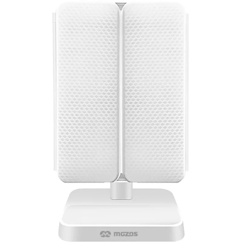 MOZOS ML10X espelho de maquilhagem LED com ampliação 10x, 3 modos de cor, regulação contínua, rotação 360°, recarregável USB-C, branco