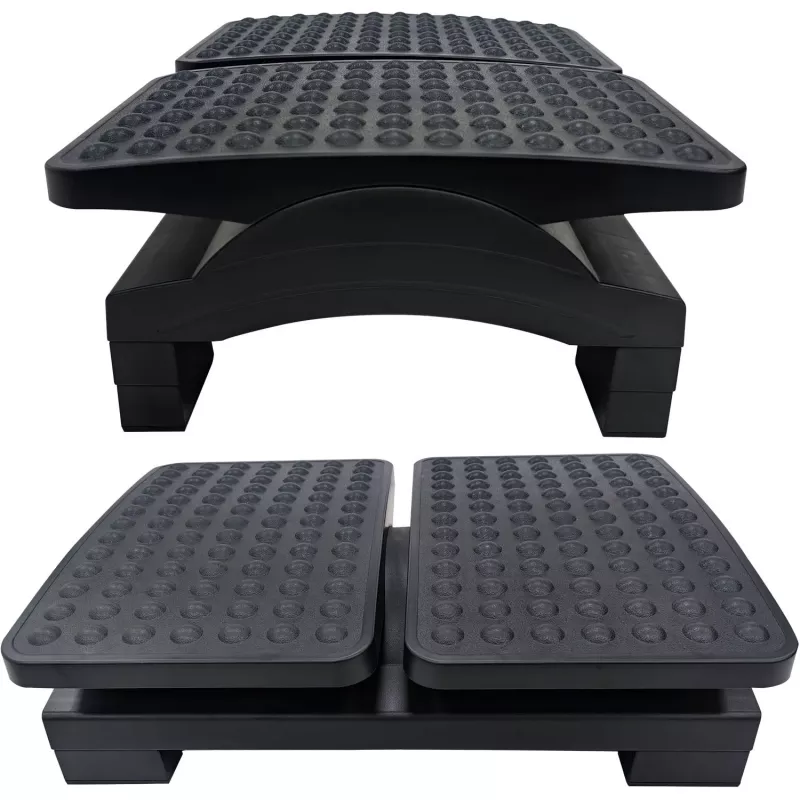 MOZOS FS8 Apoio de Pés Ergonómico para Escritório - Altura e Inclinação Ajustáveis, Superfície de Massagem Antiderrapante, Preto