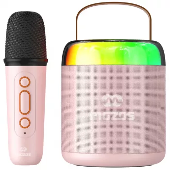 MOZOS MK Microfone de Karaoke Rosa com Altifalante Bluetooth