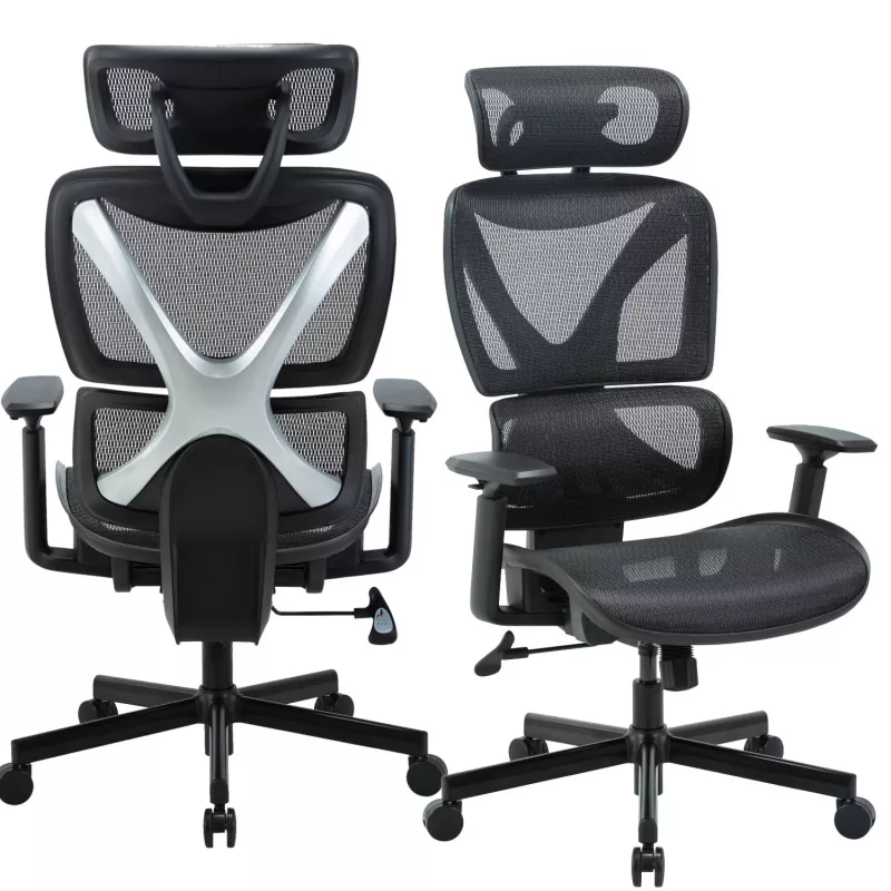 MOZOS ERGO-R Cadeira de Escritório Ergonómica com Encosto em Malha, Apoio Lombar Ajustável, Capacidade 120 kg, Preta