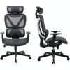 MOZOS ERGO-R Cadeira de Escritório Ergonómica com Encosto em Malha, Apoio Lombar Ajustável, Capacidade 120 kg, Preta