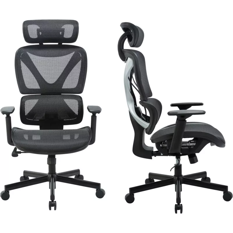 MOZOS ERGO-R Cadeira de Escritório Ergonómica com Encosto em Malha, Apoio Lombar Ajustável, Capacidade 120 kg, Preta